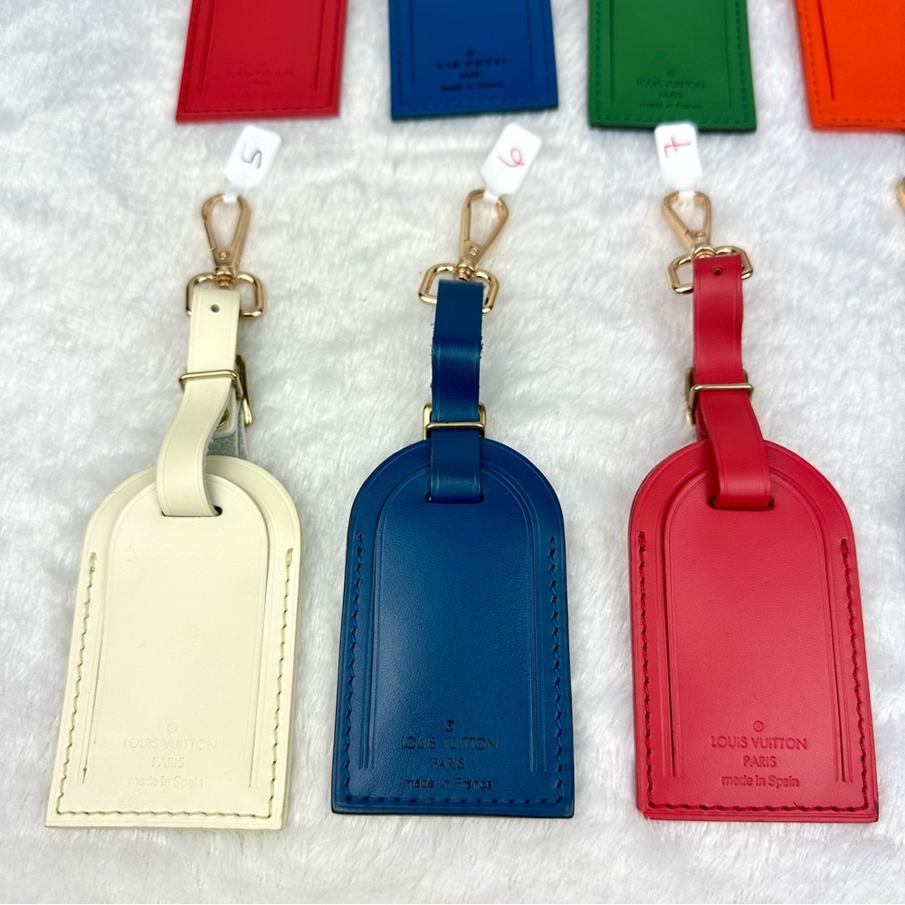 Louis Vuitton colored leather luggage name tag bag charms BUNDLE OF 5 - Picture 3 of 5
